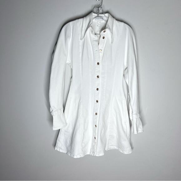 Scanlan Theodore Denim Cocoon Sleeve Mini Dress White Sz US 2 - Picture 4 of 10
